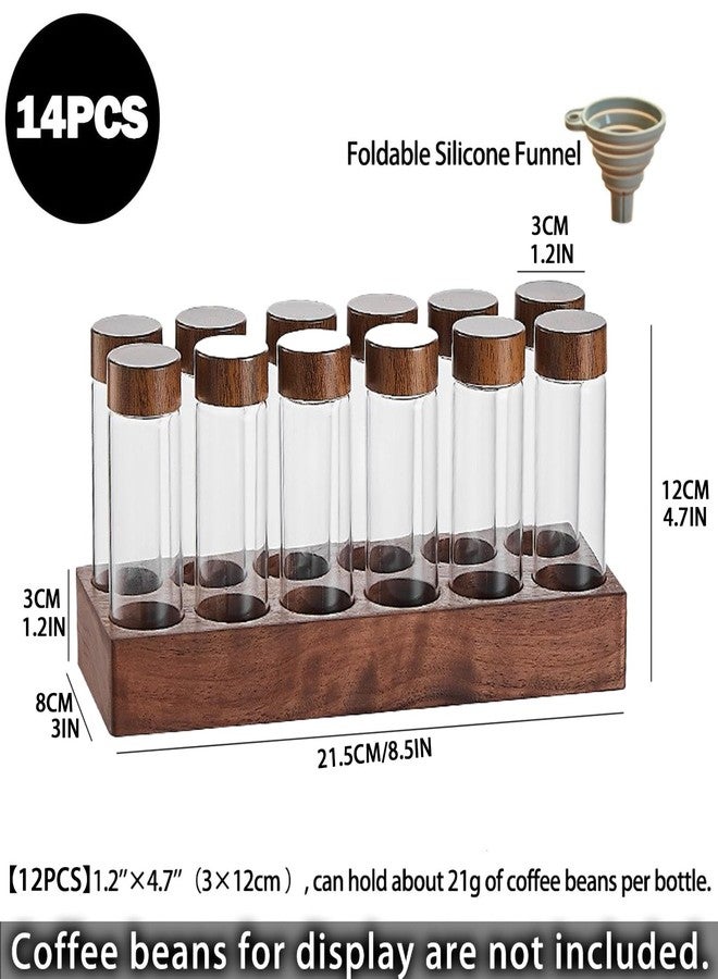 TREELF Coffee Bean Storage,Coffee Storage Container with Walnut Solid Wood Base,Coffee Bean Container,12 Tubes Single Dose with Wooden Holder(Type 1) - Image 2