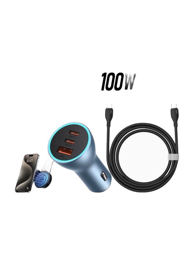 بيسوس مجموعة الشحن السريع للسيارة 65 واط – 3 منافذ PD + QC3.0 مع كابل 100 واط وحامل مغناطيسي MagSafe بتصميم أنيق وأداء فائق - Image 1
