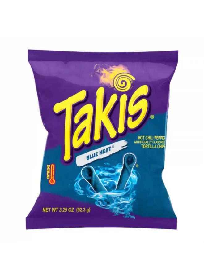 Taki's Takis Blue Heat Hot Chili Pepper Tortilla Chips- 92.3gms