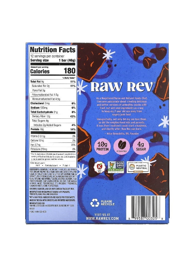 RAW REV Raw Rev, Plant-Based Protein Bar, Double Chocolate Brownie Batter, 12 Bars, 1.6 oz (46 g) Each - Image 2