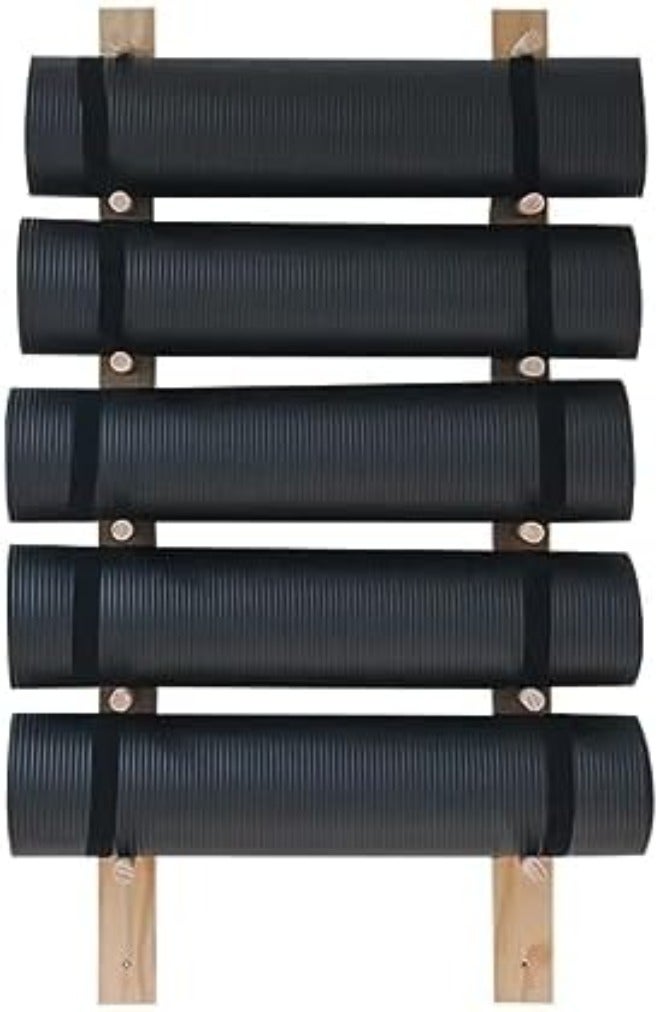 KDOQ Wooden Yoga Mat Holder Wall Mount, Wall Rack Organizer for Foam Roller Wooden Wall Hanging Fitness Organizer for Home Gym School Office - Image 5