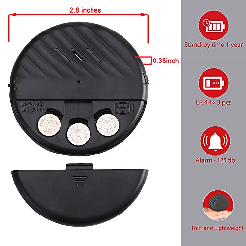 EverNary Window Vibration Alarm,3Pack 125dB Loud Ultra-Slim Anti-Theft Alarm for Door and Window Glass Break Sensor Alert with Adjustable Sensitivity (3, Black) - Image 5