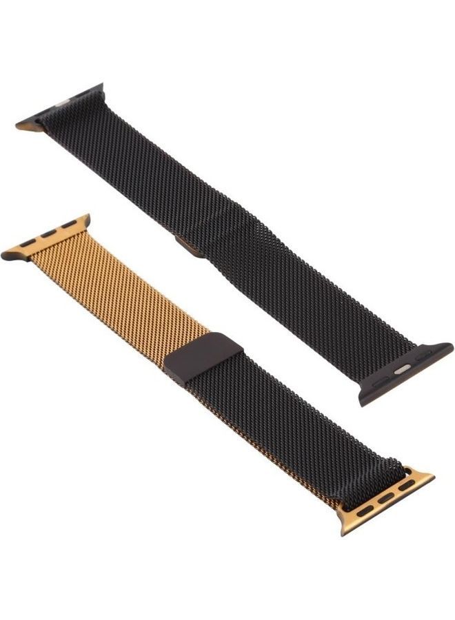 NIBEMINENT Replacement Strap For Apple Watch Series Black/Gold