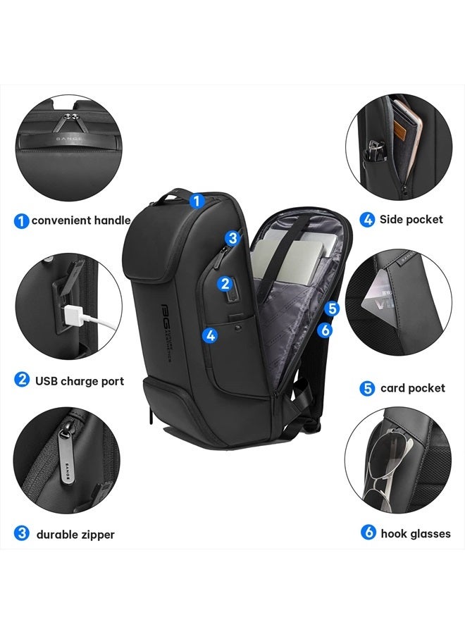 BANGE Business Laptop Smart backpack Can Hold 15.6 Inch Laptop Commute Backpack Carry on bag for men and women (Black)  - Image 3