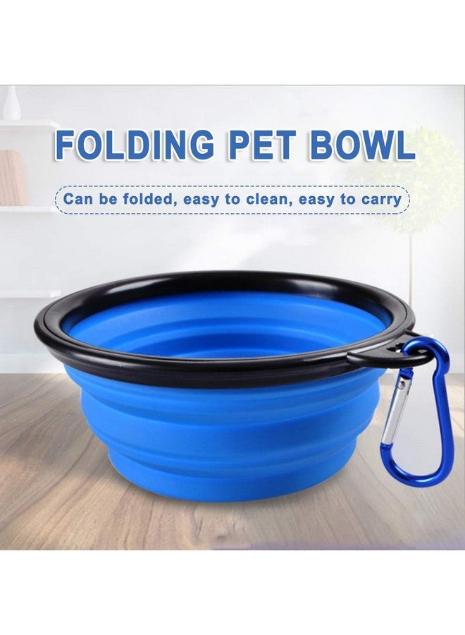 FDSHIP Collapsible Silicone Dog Bowl (Large Size) Foldable Expandable Cup Dish For Pet Cat Food Water Feeding, Portable Travel Bowl With A Free Hook - Blue - Image 4