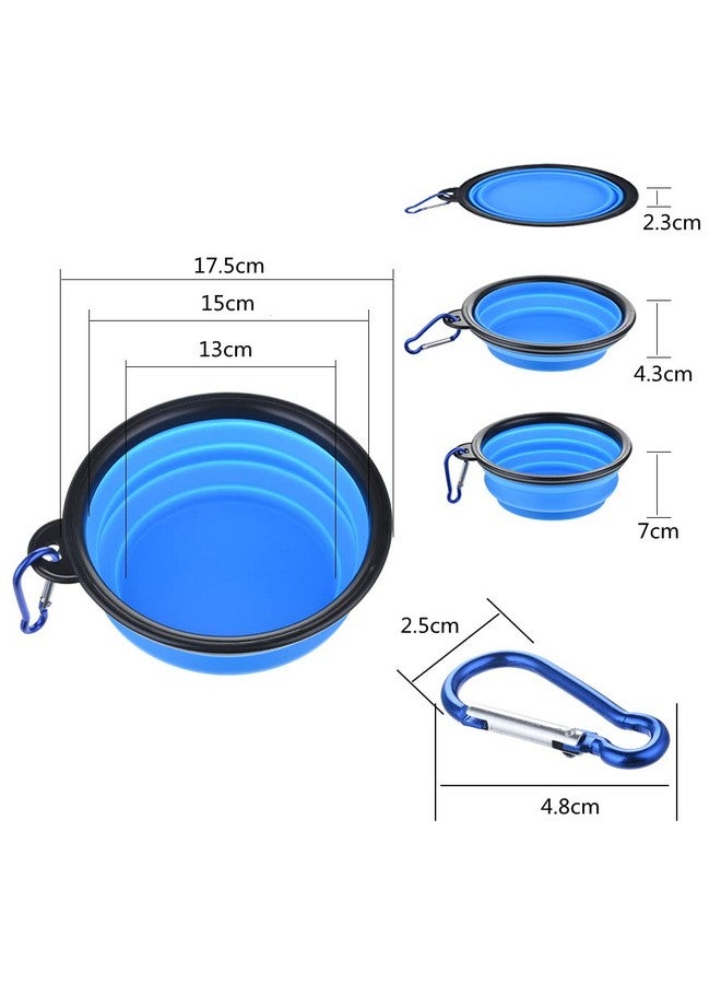 FDSHIP Collapsible Silicone Dog Bowl (Large Size) Foldable Expandable Cup Dish For Pet Cat Food Water Feeding, Portable Travel Bowl With A Free Hook - Blue - Image 2