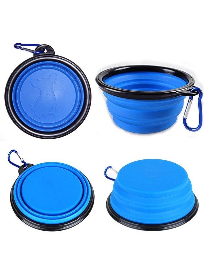 FDSHIP Collapsible Silicone Dog Bowl (Large Size) Foldable Expandable Cup Dish For Pet Cat Food Water Feeding, Portable Travel Bowl With A Free Hook - Blue - Image 3
