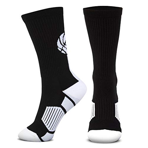 ChalkTalkSPORTS Basketball Performance Crew Socks - Superelite - Black & White - Mid-Calf - Adult - Image 2