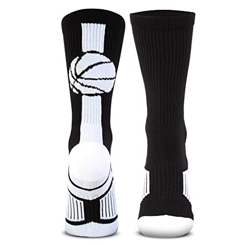 ChalkTalkSPORTS Basketball Performance Crew Socks - Superelite - Black & White - Mid-Calf - Adult - Image 1