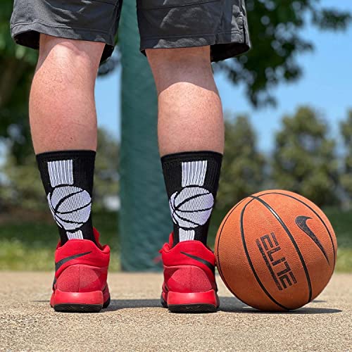 ChalkTalkSPORTS Basketball Performance Crew Socks - Superelite - Black & White - Mid-Calf - Adult - Image 5