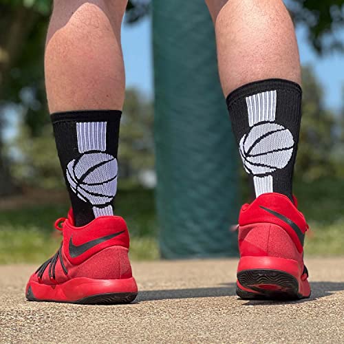 ChalkTalkSPORTS Basketball Performance Crew Socks - Superelite - Black & White - Mid-Calf - Adult - Image 4