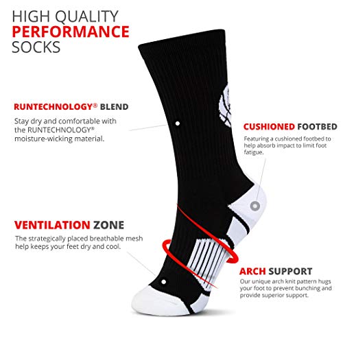 ChalkTalkSPORTS Basketball Performance Crew Socks - Superelite - Black & White - Mid-Calf - Adult - Image 3