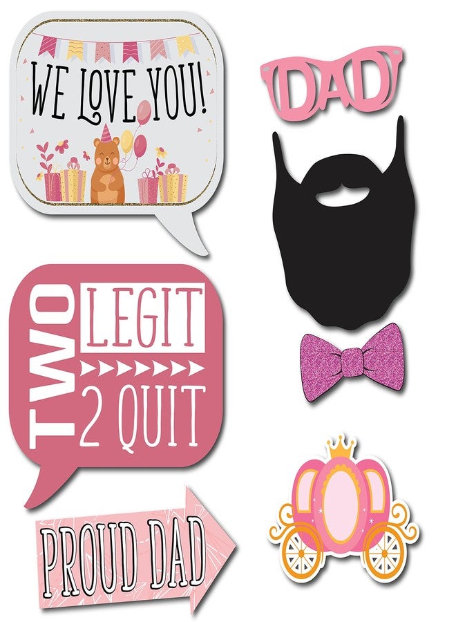 Outside The Booth 2nd Birthday Girl Photo Booth Props - 41-pc Photobooth Kit with 8 x 10-Inch Sign, 60 Adhesive Pads, 45 Sticks - 2nd Birthday Decorations for Girls - Image 5