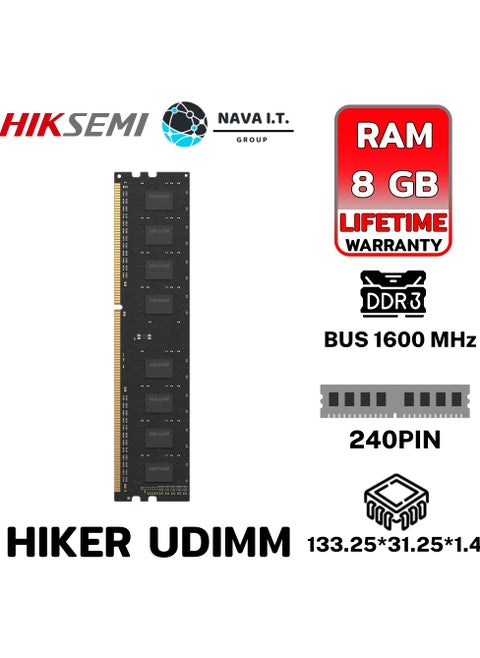 HIKSEMI DDR3  HIKER Desktop Memory Module, 8GB, 1600MHz, UDIMM