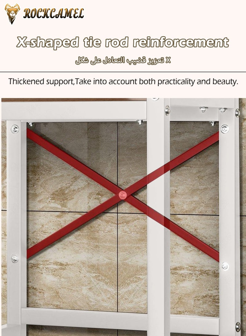 ROCKCAMEL رف تخزين للمرحاض، رف تخزين للحمام، رف تخزين متعدد الوظائف للحمام والمطبخ والجراج، منظم رفوف منزلي (أبيض وأصفر، 63 × 27 × 101 سم) - Image 5