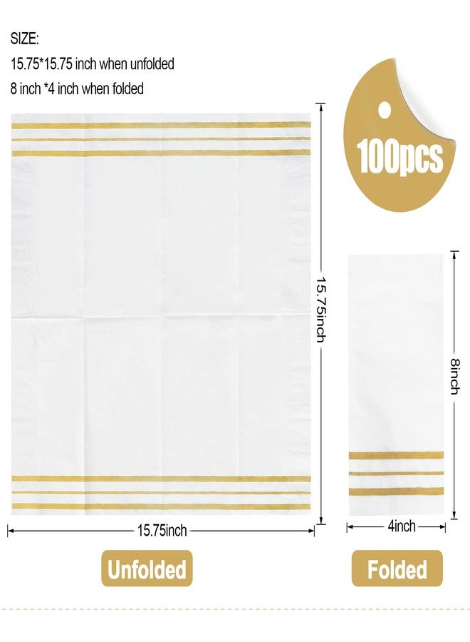 YOCHANDA 100 Pcs White and Gold napkins, Dinner Paper Napkins Disposable Hand Towels for Bathroom, Soft, Absorbent, Gold Party Wedding Napkins for Kitchen, Parties, Dinners or Events (Yellow, 100) - Image 3