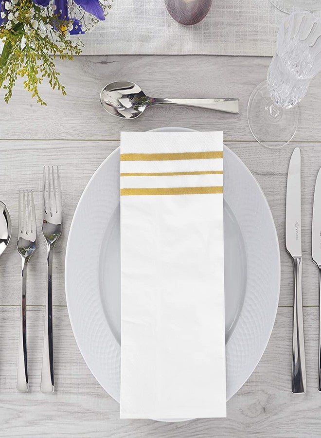 YOCHANDA 100 Pcs White and Gold napkins, Dinner Paper Napkins Disposable Hand Towels for Bathroom, Soft, Absorbent, Gold Party Wedding Napkins for Kitchen, Parties, Dinners or Events (Yellow, 100) - Image 4