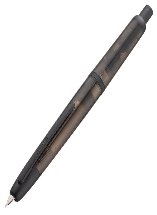 Wikult Jinhao 20 Press Fountain Pen, Transparent Black Retractable Extra Fine Nib with Ink Converter Set (Black Clip) - Image 2
