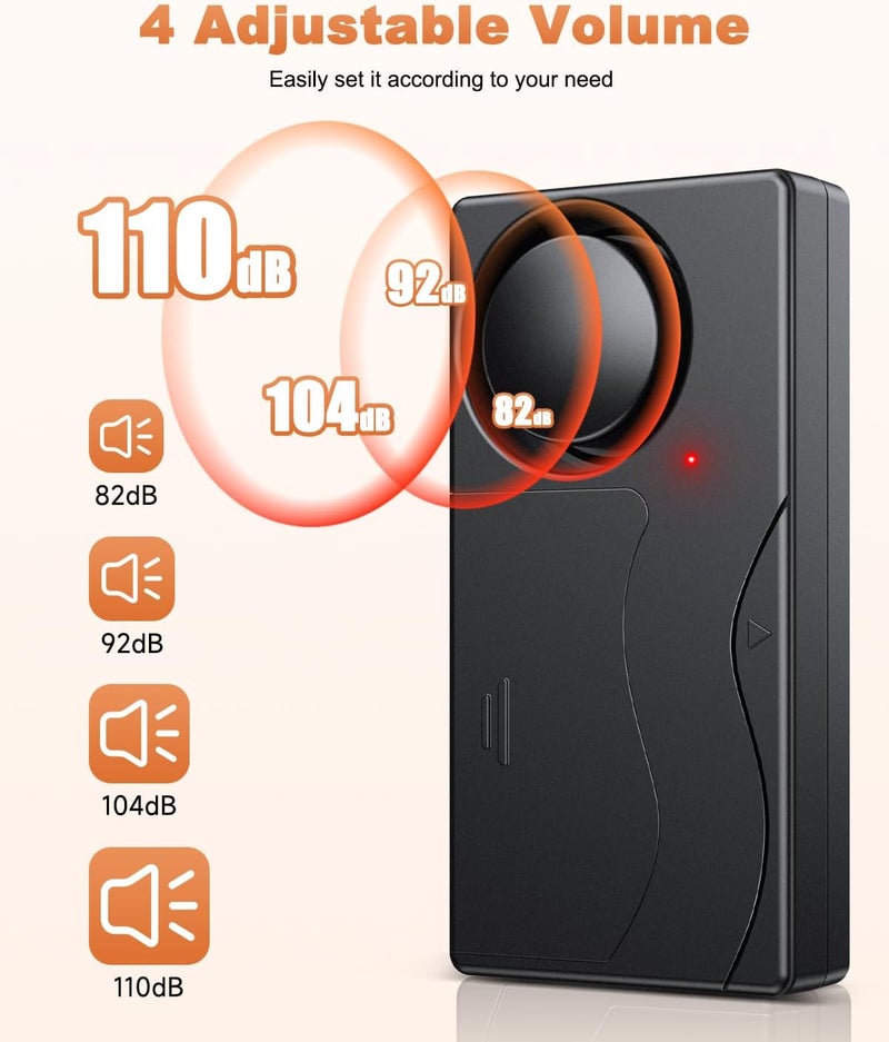 wsdcam [Upgrade] Wireless Vibration Alarm with Remote Control Anti-Theft Alarm Bike/Motorcycle/Vehicle Security Alarm, 110db Loud, Door and Window Alarms - Image 4