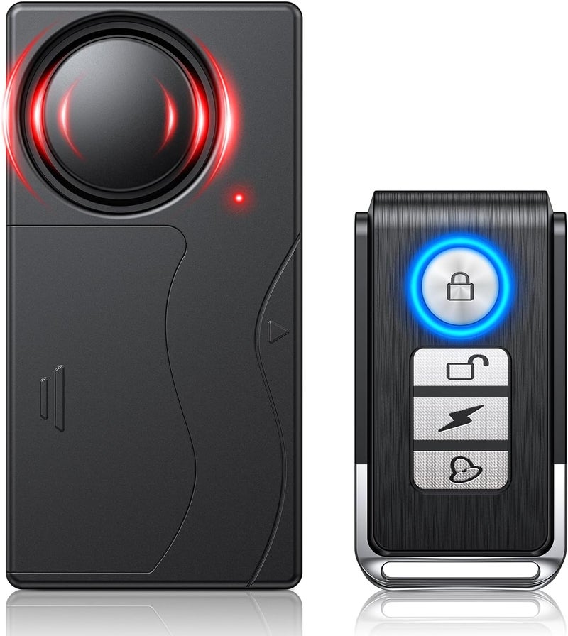wsdcam [Upgrade] Wireless Vibration Alarm with Remote Control Anti-Theft Alarm Bike/Motorcycle/Vehicle Security Alarm, 110db Loud, Door and Window Alarms - Image 1