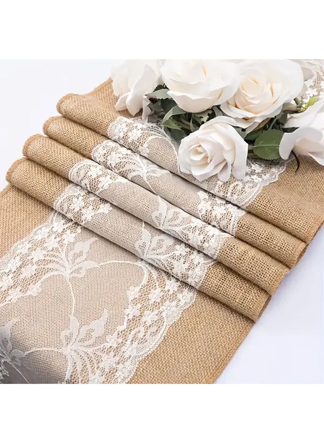 Natural Burlap Table Runner 11 81 Inch Wide 108 27 Inch Long Rustic Wedding Party Decoration - Image 1