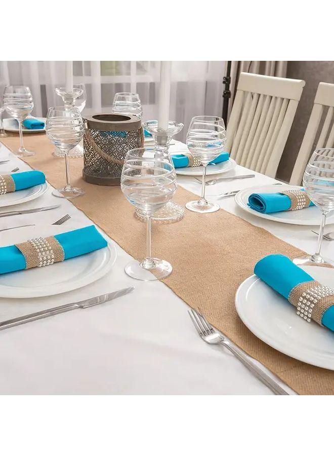 Natural Burlap Table Runner 11 81 Inch Wide 108 27 Inch Long Rustic Wedding Party Decoration - Image 5