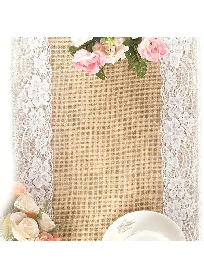 Natural Burlap Table Runner 11 81 Inch Wide 108 27 Inch Long Rustic Wedding Party Decoration - Image 4