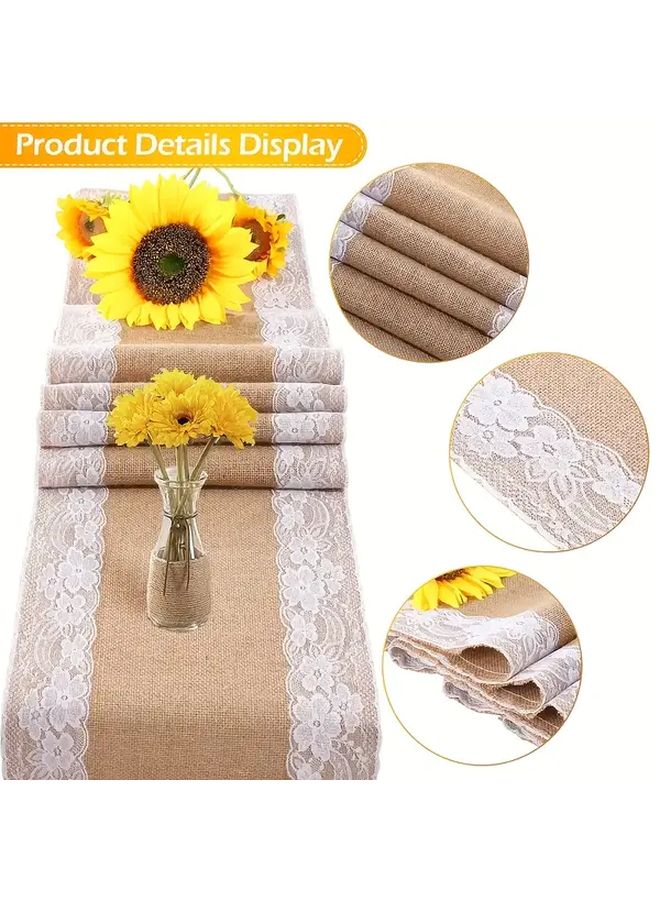 Natural Burlap Table Runner 11 81 Inch Wide 108 27 Inch Long Rustic Wedding Party Decoration - Image 2