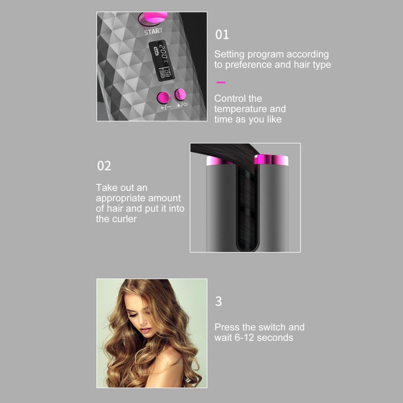 Electric Curling Iron Wireless Charging Curling Iron Fully Automatic Rotating Styling Portable Hairdressing Curler - Image 5