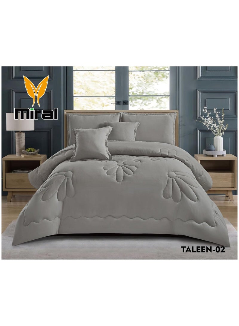 ميرال طقم مفرش نفر ونص - 4 قطع فاخرة (لحاف 160x210 + شرشف دائري 120x200 + تلبيس مخدة 70x45 + تلبيس مخدة ديكور 45x45) - تصميم أنيق ومريح