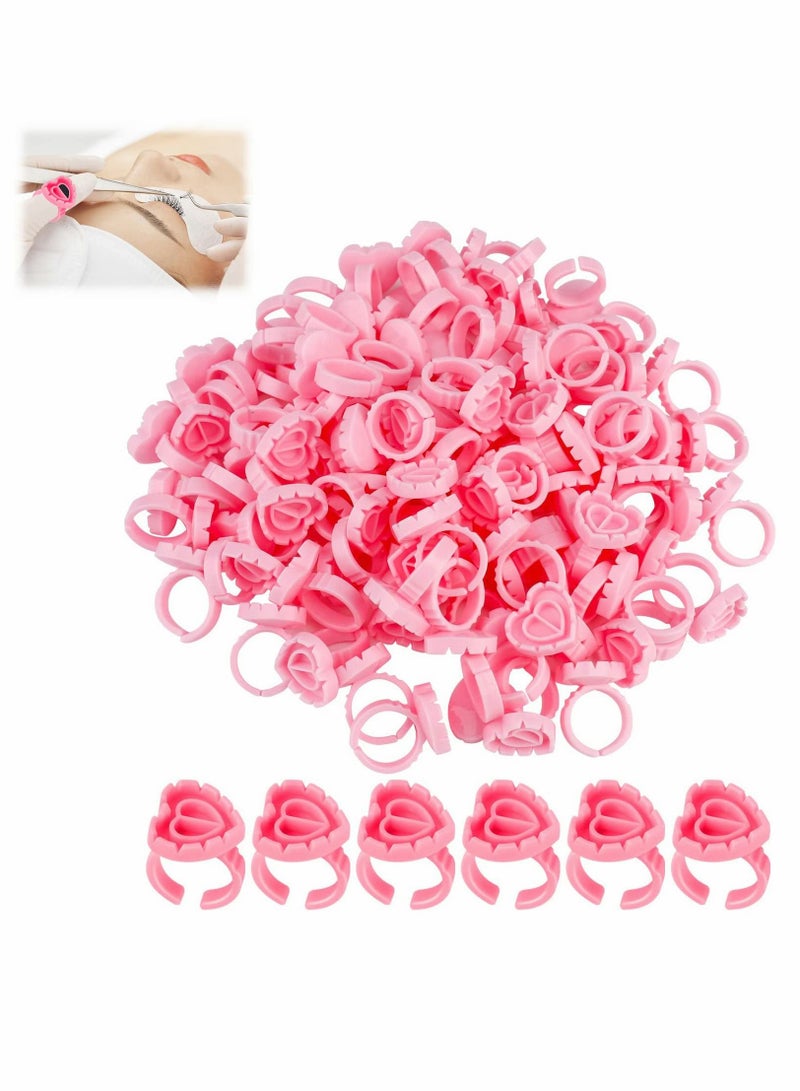 Excefore Lashes Glue Ring ,Disposable Rings, Pink Cup Plastic Makeup Holder, Suitable for applying lipstick (100 Pcs) - Image 1