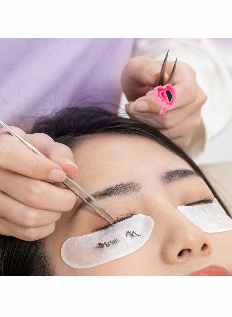 Excefore Lashes Glue Ring ,Disposable Rings, Pink Cup Plastic Makeup Holder, Suitable for applying lipstick (100 Pcs) - Image 3