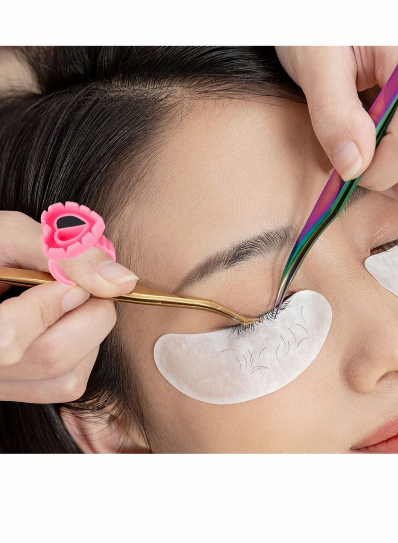 Excefore Lashes Glue Ring ,Disposable Rings, Pink Cup Plastic Makeup Holder, Suitable for applying lipstick (100 Pcs) - Image 5