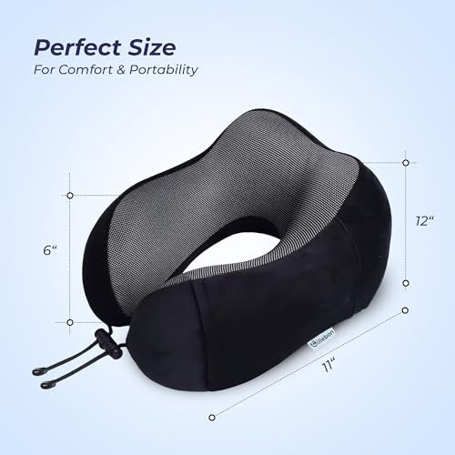 Billebon Neck Pillow for Travel – Cool-Gel Infused Memory Foam Support, U-Shape Ergonomic Design, Portable for Flight Journeys, Lightweight Compact Build, Soft Washable Cover (Black) - Image 5