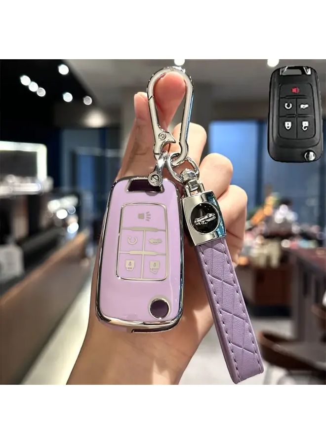White TPU Key Fob Case Cover Protector With Leather Keychain Compatible Car Key Shell Replacement - Image 4