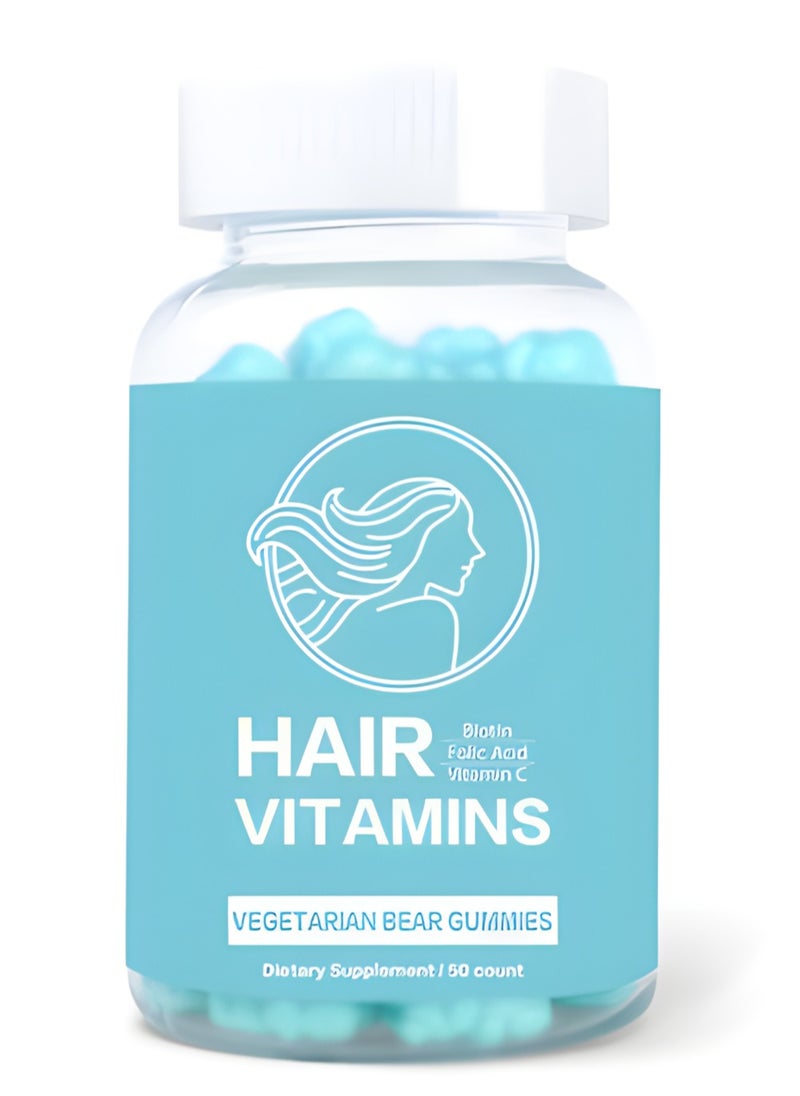 Vitamins Hair Cosmetics - Hair Vitamins Vegan Dietary Supplement Gummies, Biotin Collagen Keratin Gummies for Hair, Nails and Skin, Hair Regrowth Vitamin, Skin Nail Biotin Collagen Gummies, Promotes Smooth Skin and Replenishes Lost Collagen - Image 1
