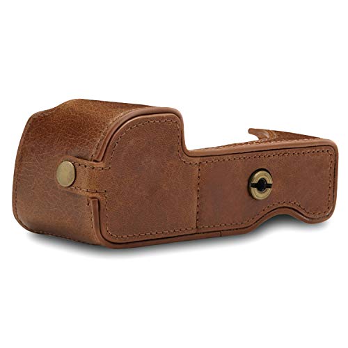 MegaGear MG1642 Ever Ready Genuine Leather Camera Half Case compatible with Sony Alpha A6100 A6400 Brown - Image 3
