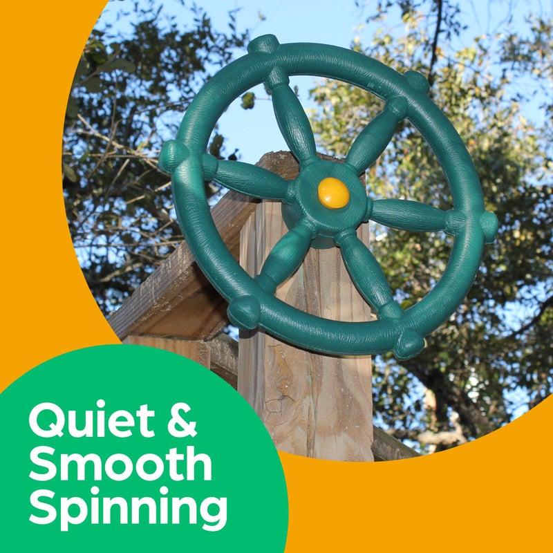 Jungle Gym Kingdom Playground Accessories - Pirate Ship Wheel for Kids Outdoor Playhouse, Treehouse, Backyard Playset Or Swingset - Wooden Attachments Parts (Green) - Image 5