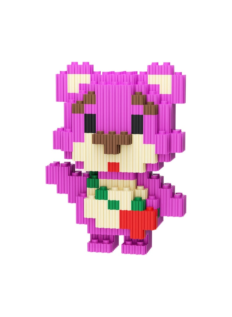 Miniature Small Particle Puzzle Building Blocks Gift Children's Educational Toy Puzzle (Standing Crossbody Bag Pink Bear)  - Image 1