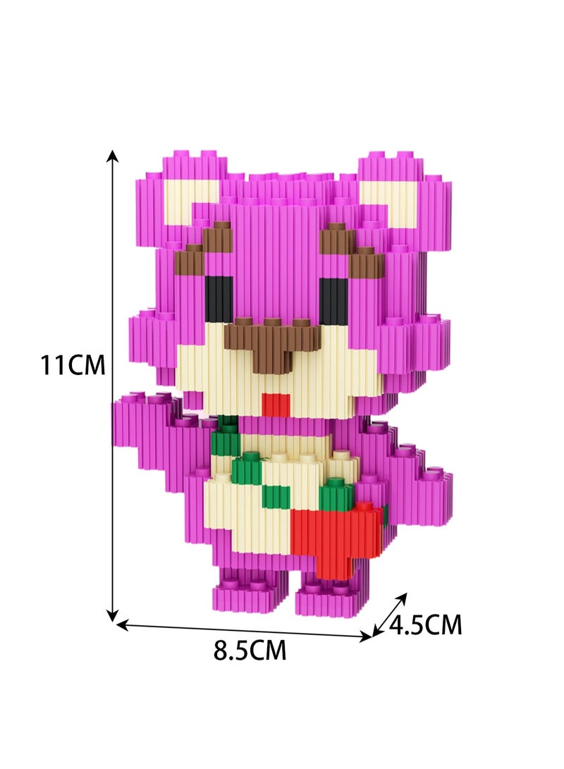 Miniature Small Particle Puzzle Building Blocks Gift Children's Educational Toy Puzzle (Standing Crossbody Bag Pink Bear)  - Image 2
