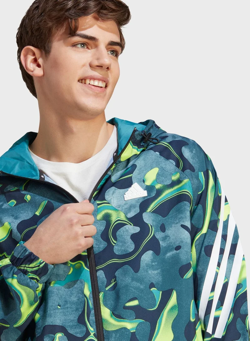 Adidas Future Icons Allover Print Full-Zip Hoodie