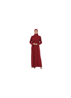 Elanesa  Burgundy Women's Zippered Dress with Matching Hijab  - Image 1