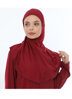 Elanesa  Burgundy Women's Zippered Dress with Matching Hijab  - Image 2