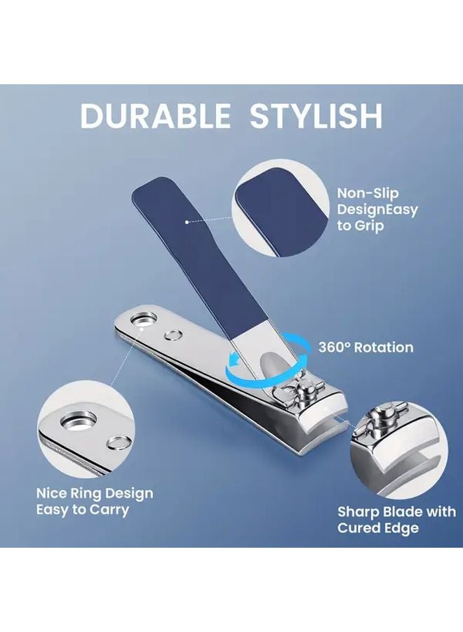 Blue 14 Pcs Nail Clippers Set with Ear Canal Cleaner Manicure Tools Stainless Steel Nail File Polish Remover Brushes - Image 4