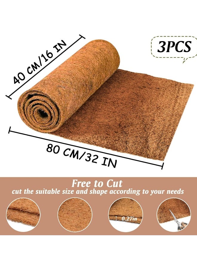 Generic 3 Rolls Reptile Carpet - 16 x 32 inches Natural Coconut Fiber Pet Mat, Tortoise Carpet Mat Coco Fiber Substrate Liner Pet Terrarium Liner for Lizard Turtle Gecko Bearded Dragon  - Image 3