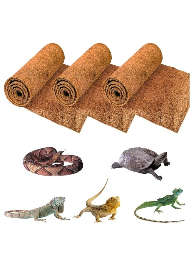 Generic 3 Rolls Reptile Carpet - 16 x 32 inches Natural Coconut Fiber Pet Mat, Tortoise Carpet Mat Coco Fiber Substrate Liner Pet Terrarium Liner for Lizard Turtle Gecko Bearded Dragon  - Image 1