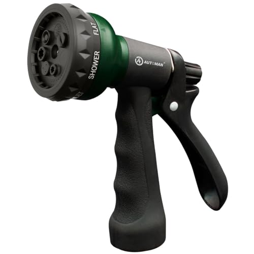 AUTOMAN Garden Hose Nozzle, Water Sprayer Nozzle with 7 Adjustable Watering Patterns,Slip Resistant Nozzle for Plants,Lawn,Washing Cars,Window Cleaning,Showering Pets & Outdoor Fun. - Image 1
