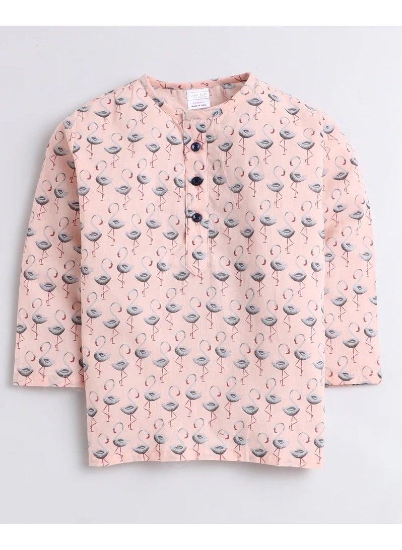 بولكاتوتس ملابس نوم بأكمام كاملة من Polka Tots من Fauna Kurta Pyjama - لون الخوخ  - Image 2