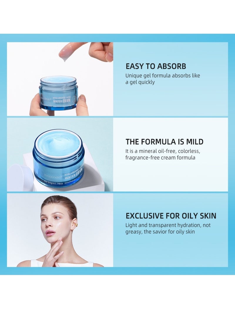 ibcccndc 50g Hyaluronic Acid Moisturizing Water Gel Moisturizing Water Gel with Hyaluronic Acid Day and Night Anti Aging Face Hydrating Firming Cream Smooth Wrinkles and Fine Lines for All Skin - Image 3