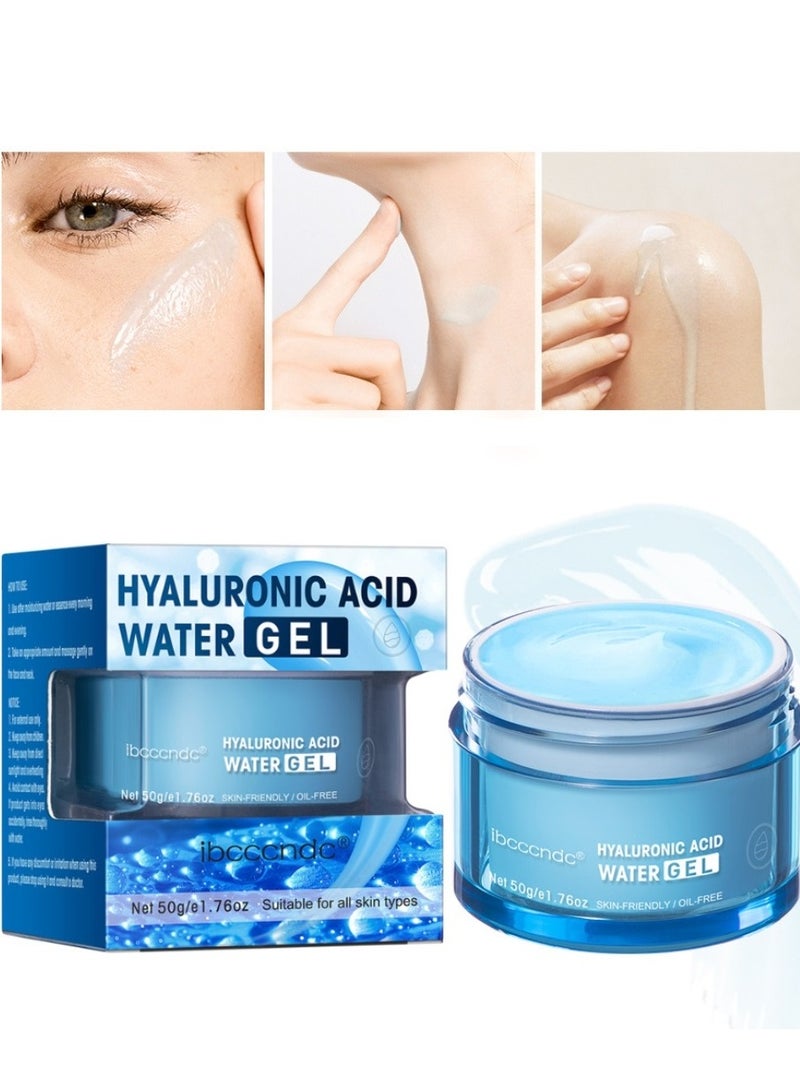 ibcccndc 50g Hyaluronic Acid Moisturizing Water Gel Moisturizing Water Gel with Hyaluronic Acid Day and Night Anti Aging Face Hydrating Firming Cream Smooth Wrinkles and Fine Lines for All Skin - Image 1